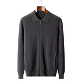 NOBA WOOL RIBBED POLO CARDIGAN