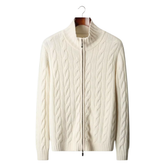 NOBA WOOL DUAL-ZIP CABLE CARDIGAN