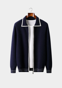 NOBA WOOL TWO-TONE POLO CARDIGAN