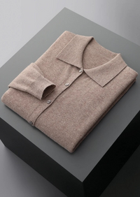100% CASHMERE POLO CARDIGAN