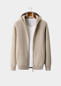 NOBA WOOL RIBBED ZIPPER HOODIE