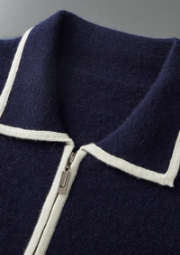 NOBA WOOL TWO-TONE POLO CARDIGAN