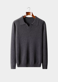 NOBA WOOL RIBBED BUTTONLESS POLO