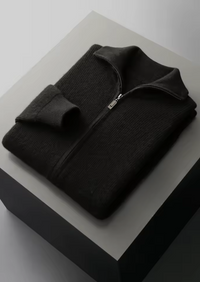 NOBA WOOL RIBBED ZIPPER CARDIGAN