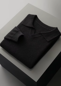 NOBA WOOL RIBBED BUTTONLESS POLO