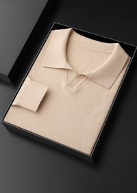 100% CASHMERE BUTTONLESS SWEATER POLO