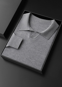 100% CASHMERE BUTTONLESS SWEATER POLO