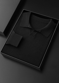 100% CASHMERE BUTTONLESS SWEATER POLO