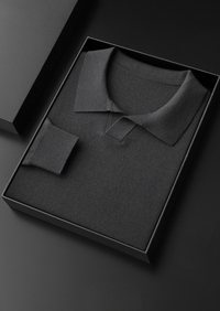 100% CASHMERE BUTTONLESS SWEATER POLO