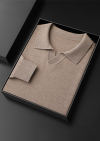 100% CASHMERE BUTTONLESS SWEATER POLO