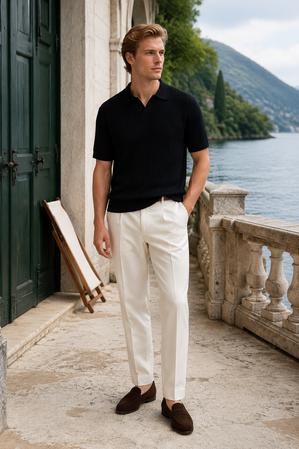 Aurelio Open-Collar Polo