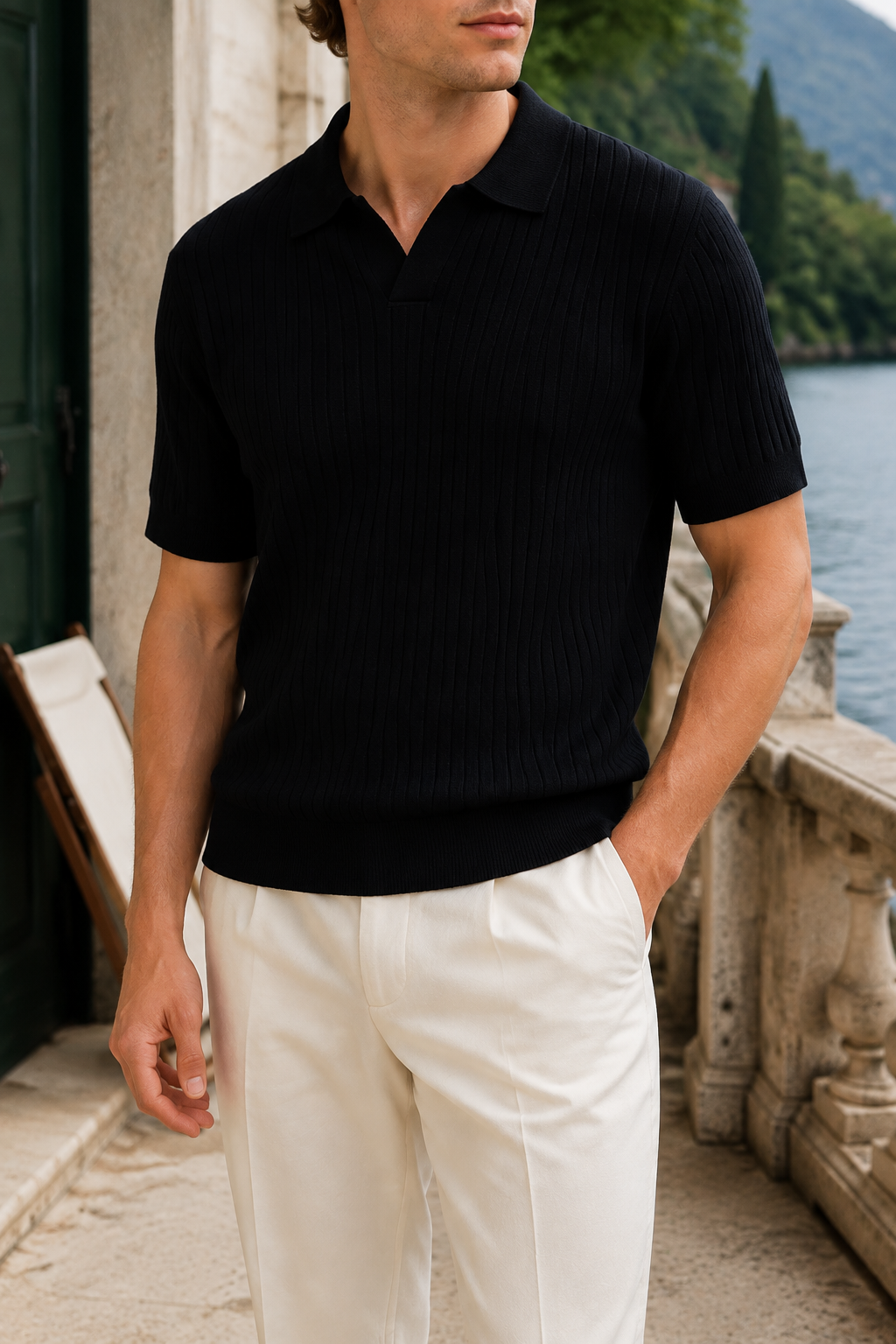 Aurelio Open-Collar Polo