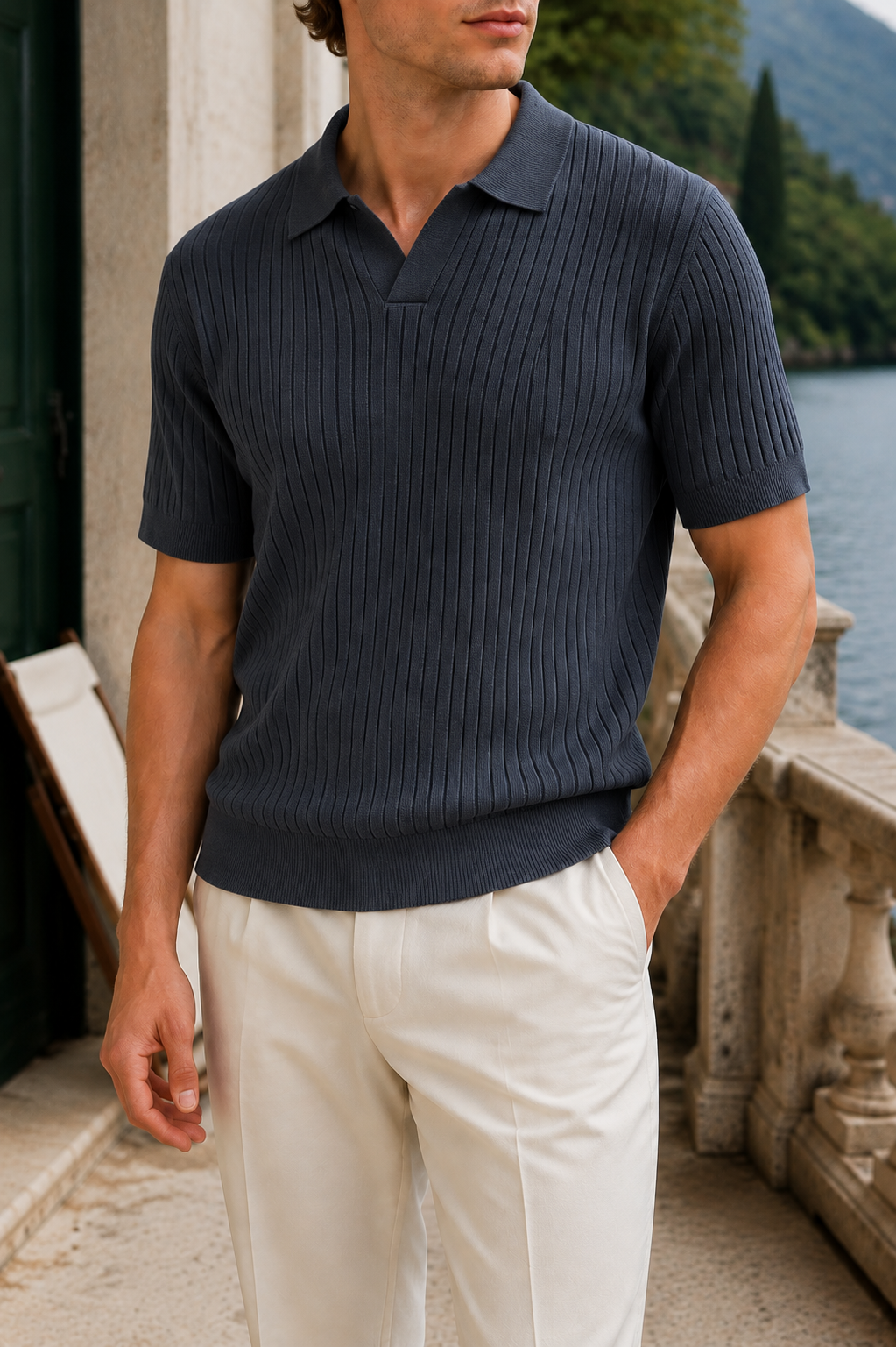 Aurelio Open-Collar Polo