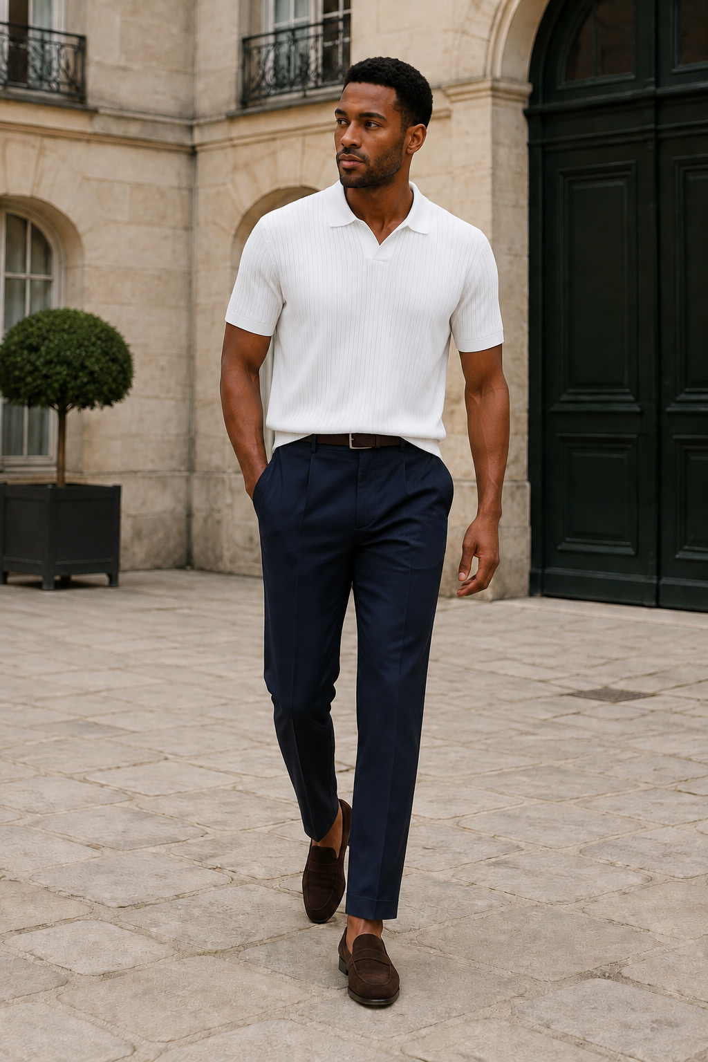 Aurelio Open-Collar Polo