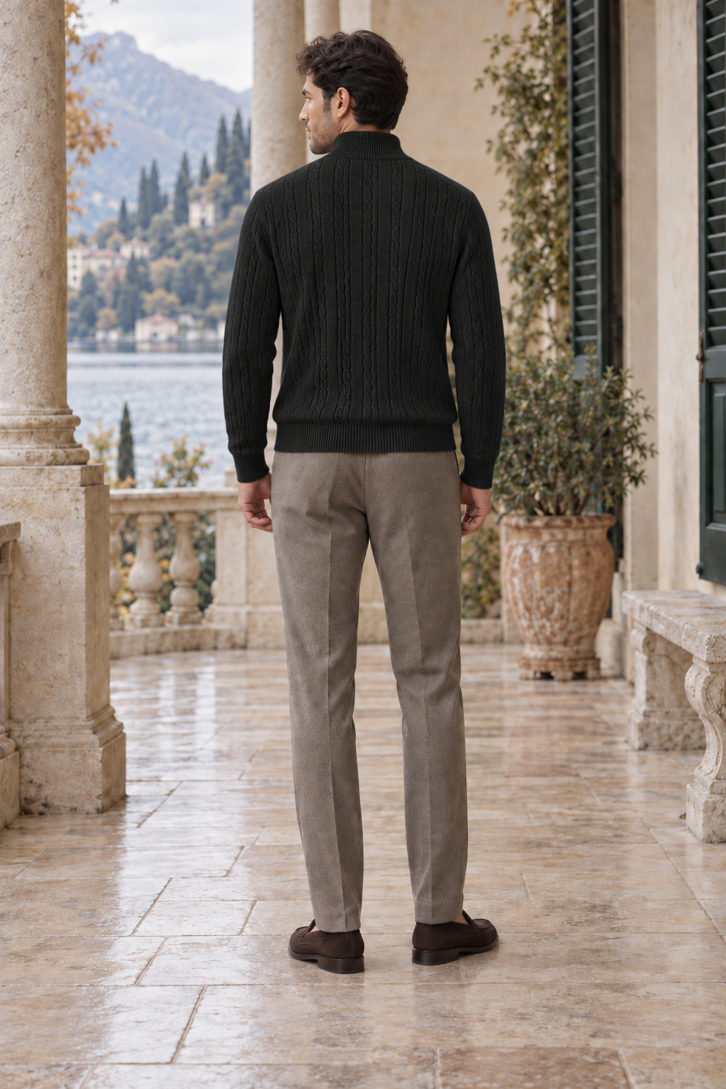 Valerio Cable-Knit Quarter-Zip
