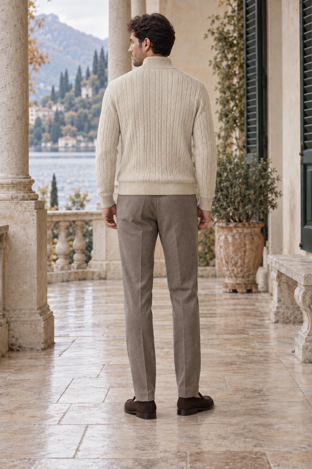 Valerio Cable-Knit Quarter-Zip