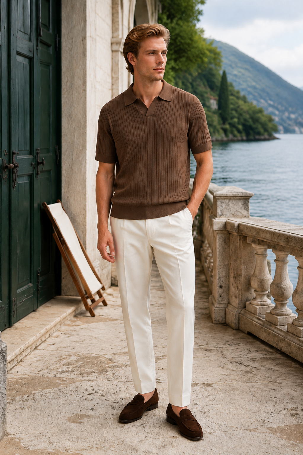 Aurelio Open-Collar Polo