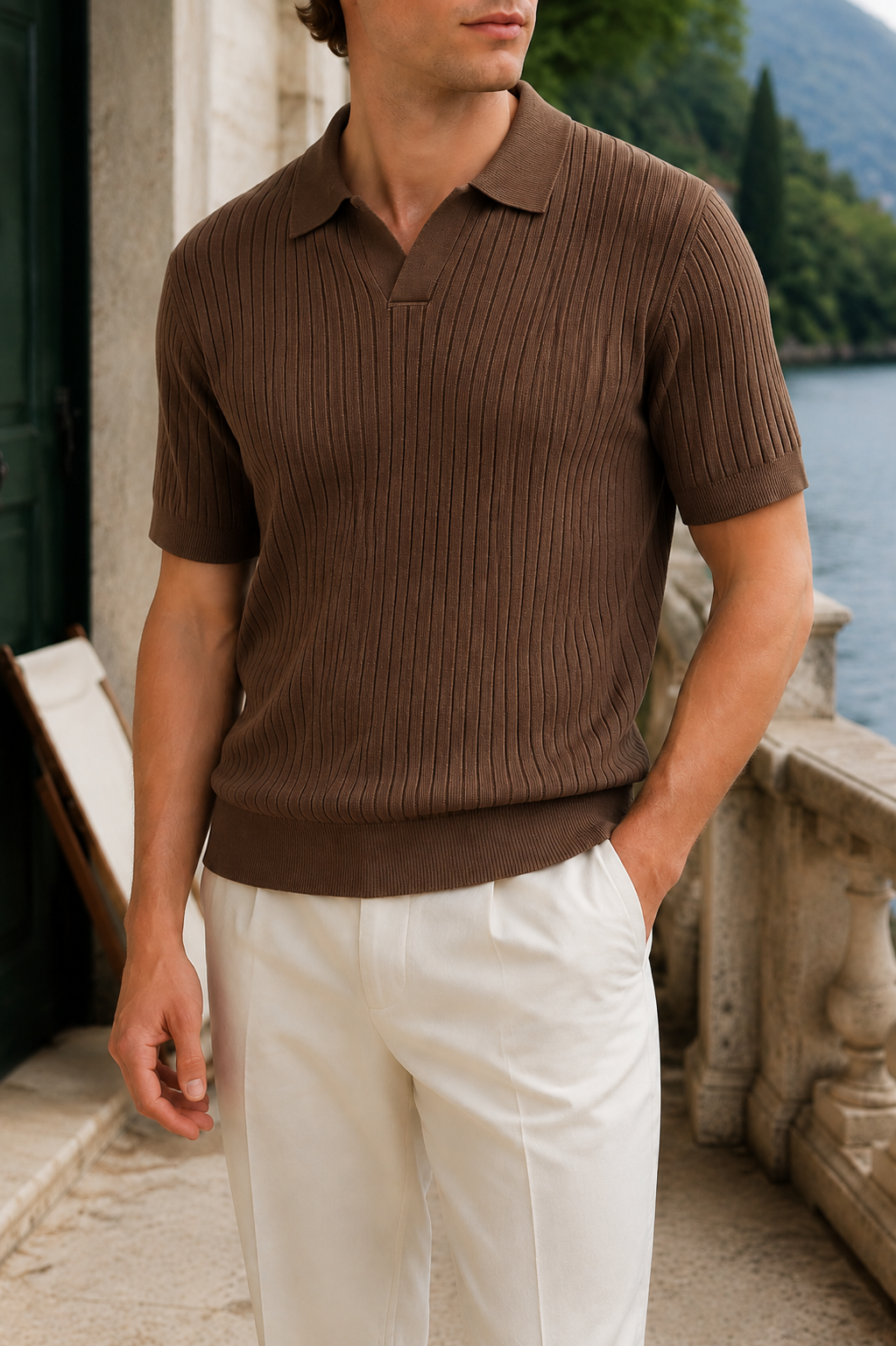 Aurelio Open-Collar Polo