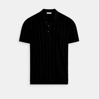Vertical Striped Button Up Polo